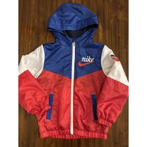 Nike Kids Colorblock Hooded Windbreaker Jacket - Blue, Red, White